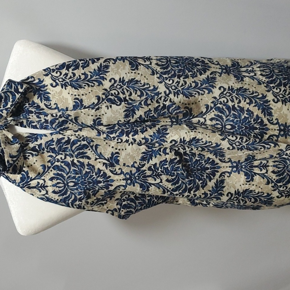 Elegant Blue and Cream Halter Top Size Large - Picture 2 of 3